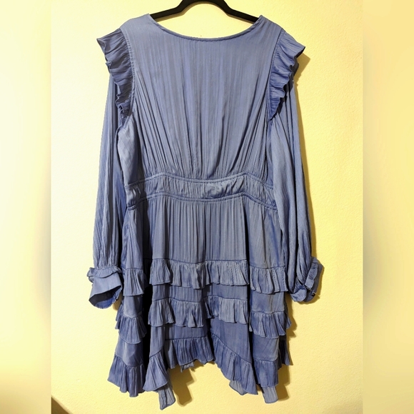 Anthropologie Blue Ruffled Mini Dress - Picture 7 of 13